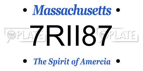 7RII87 Massachusetts License Plate