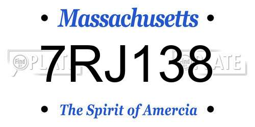 7RJ138 Massachusetts License Plate