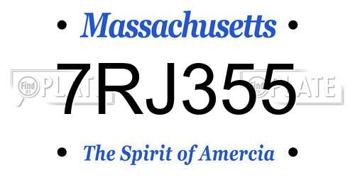 7RJ355 Massachusetts License Plate