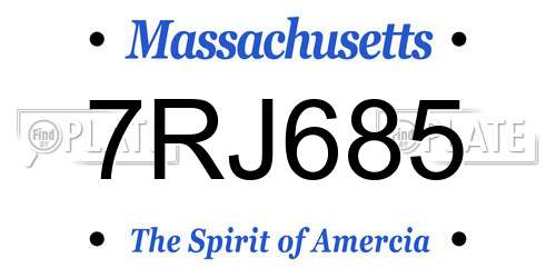 7RJ685 Massachusetts License Plate