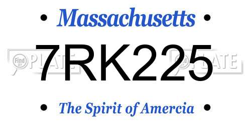 7RK225 Massachusetts License Plate