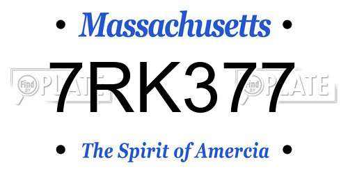 7RK377 Massachusetts License Plate