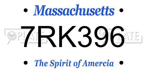 7RK396 Massachusetts License Plate