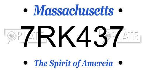 7RK437 Massachusetts License Plate