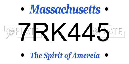 7RK445 Massachusetts License Plate