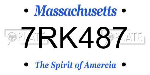 7RK487 Massachusetts License Plate
