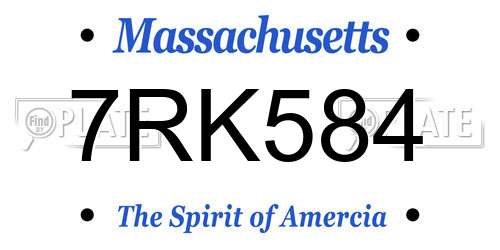 7RK584 Massachusetts License Plate