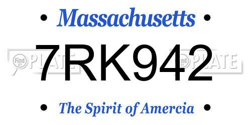 7RK942 Massachusetts License Plate