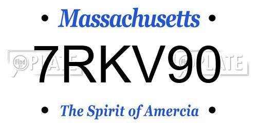 7RKV90 Massachusetts License Plate