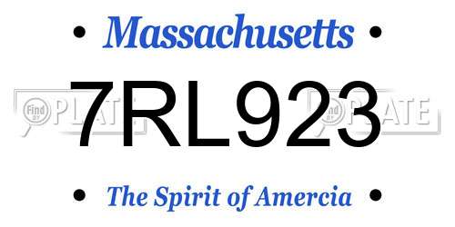 7RL923 Massachusetts License Plate