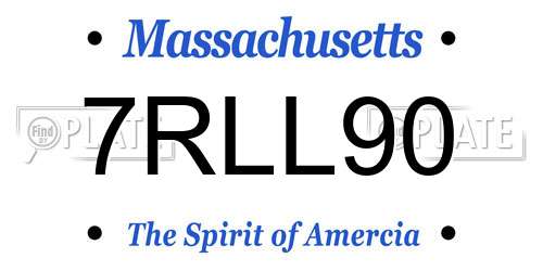 7RLL90 Massachusetts License Plate