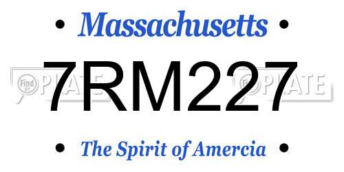 7RM227 Massachusetts License Plate