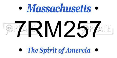 7RM257 Massachusetts License Plate