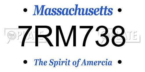 7RM738 Massachusetts License Plate