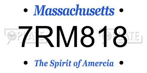 7RM818 Massachusetts License Plate