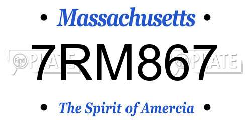7RM867 Massachusetts License Plate