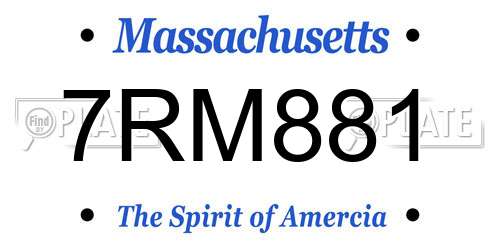 7RM881 Massachusetts License Plate