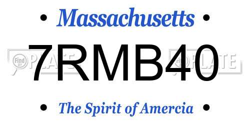 7RMB40 Massachusetts License Plate