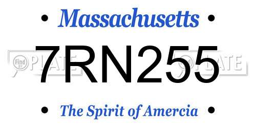 7RN255 Massachusetts License Plate