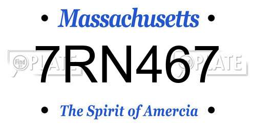 7RN467 Massachusetts License Plate