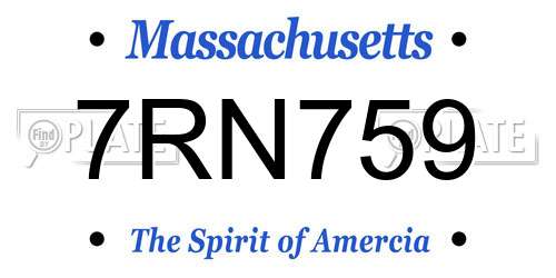 7RN759 Massachusetts License Plate