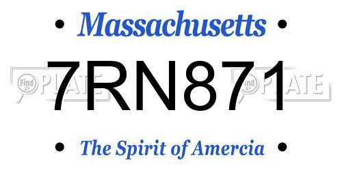 7RN871 Massachusetts License Plate