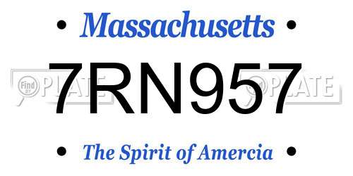 7RN957 Massachusetts License Plate