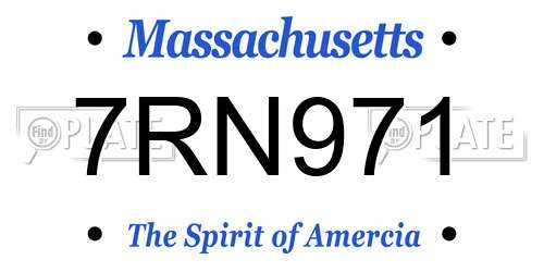 7RN971 Massachusetts License Plate