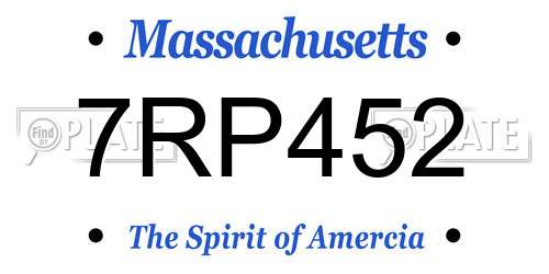 7RP452 Massachusetts License Plate