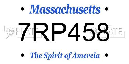 7RP458 Massachusetts License Plate