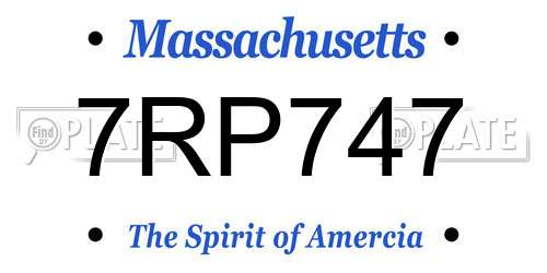 7RP747 Massachusetts License Plate