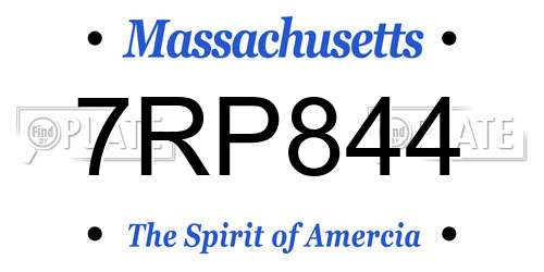 7RP844 Massachusetts License Plate