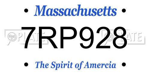 7RP928 Massachusetts License Plate