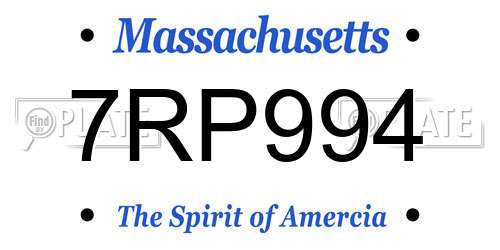 7RP994 Massachusetts License Plate
