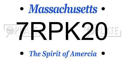7RPK20 Massachusetts License Plate