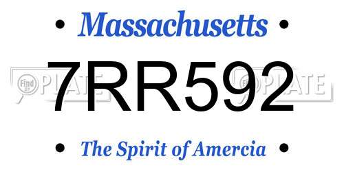 7RR592 Massachusetts License Plate
