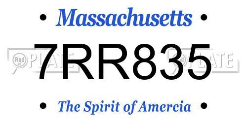 7RR835 Massachusetts License Plate