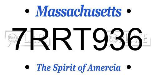 7RRT936 Massachusetts License Plate