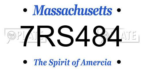 7RS484 Massachusetts License Plate