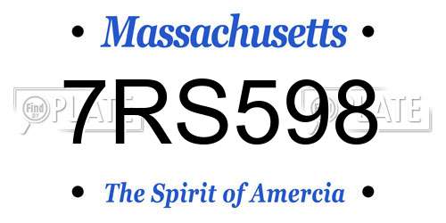 7RS598 Massachusetts License Plate