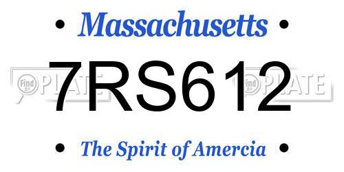 7RS612 Massachusetts License Plate
