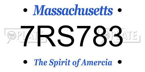 7RS783 Massachusetts License Plate