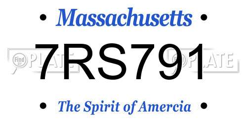 7RS791 Massachusetts License Plate