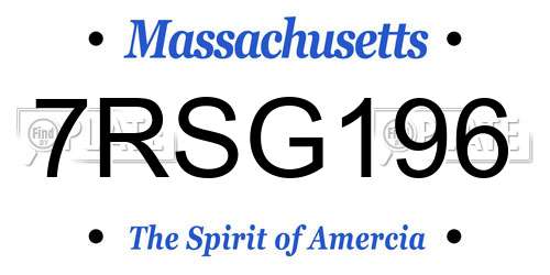 7RSG196 Massachusetts License Plate