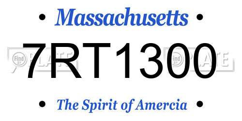 7RT1300 Massachusetts License Plate