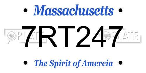 7RT247 Massachusetts License Plate