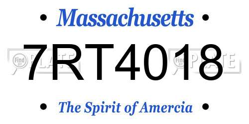 7RT4018 Massachusetts License Plate