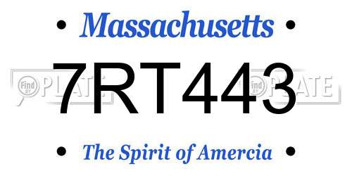 7RT443 Massachusetts License Plate