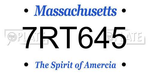 7RT645 Massachusetts License Plate