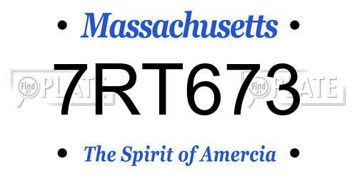 7RT673 Massachusetts License Plate
